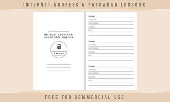 Internet Address and Password Logbook Interior vector