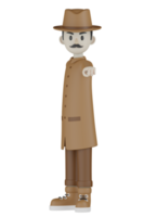 3d detective isolato con abiti di cioccolato png