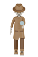 3d detective isolato con abiti di cioccolato png