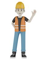 3d Isolated Field workers with orange vests and yellow helmets png