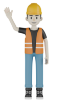 3d Isolated Field workers with orange vests and yellow helmets png