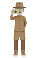 3D-geïsoleerde detective met chocolade gewaden png