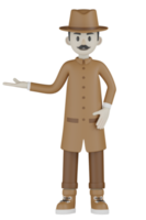 3D-geïsoleerde detective met chocolade gewaden png