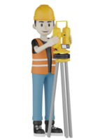 3d Isolated Field workers with orange vests and yellow helmets png
