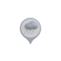 Objeto de icono de localizador de nubes lluviosas 3d png