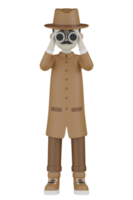 3D-geïsoleerde detective met chocolade gewaden png