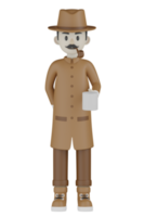 3D-geïsoleerde detective met chocolade gewaden png