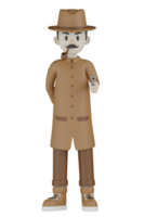 3D-geïsoleerde detective met chocolade gewaden png