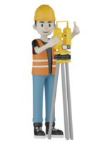 3d Isolated Field workers with orange vests and yellow helmets png