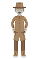 3D-geïsoleerde detective met chocolade gewaden png