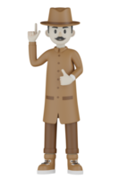 3D-geïsoleerde detective met chocolade gewaden png