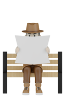 3d Isolated Detective with chocolate robes png