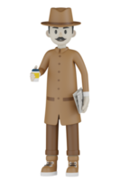 3d detective isolato con abiti di cioccolato png