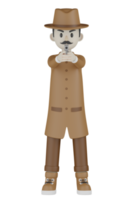 3d detective isolato con abiti di cioccolato png