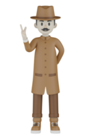 3D-geïsoleerde detective met chocolade gewaden png