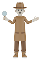 3D-geïsoleerde detective met chocolade gewaden png