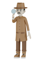 3D-geïsoleerde detective met chocolade gewaden png