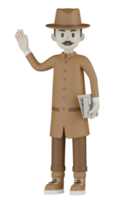 3d detective isolato con abiti di cioccolato png