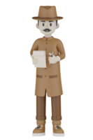 3D-geïsoleerde detective met chocolade gewaden png