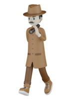 3d detective isolato con abiti di cioccolato png