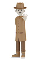 3D-geïsoleerde detective met chocolade gewaden png