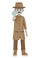 3D-geïsoleerde detective met chocolade gewaden png