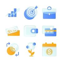 Glass Morphism Finance Icon Collection vector