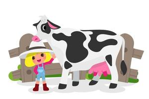 Cute animals in ranch, Farm and agriculture. illustrations of village life and objects Design for banner, layout, annual report, web, flyer, brochure, ad. vector