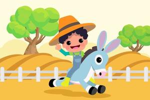 Cute animals in ranch, Farm and agriculture. illustrations of village life and objects Design for banner, layout, annual report, web, flyer, brochure, ad. vector