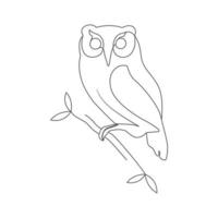 Abstract owl on a tree branch elegant one line art style vector