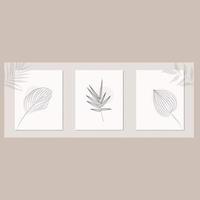 Abstract leaves line art drawing natural poster wall art canvas illustration vector