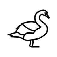 cisne pájaro salvaje línea icono vector ilustración