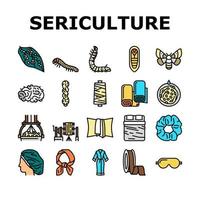 Sericulture Production Business Icons Set Vector