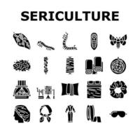 Sericulture Production Business Icons Set Vector