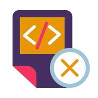 Coding script file delete symbol glyph vector icon