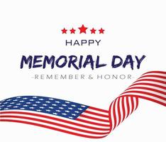 Happy Memorial Day with USA Flag Waving. Background Vector Illustration.