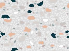 Terrazzo floor marble seamless hand crafted pattern. Traditional venetian material.Granite and quartz rocks and sprinkles mixed on polished surface.Abstract vector background for architecture designs