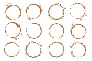 Collection of coffee cup round stains of simple shapes. vector