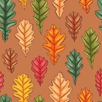 Autumn oak leaf seamless pattern. Coloured tree leaves print vector