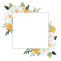 aquarel witte bloem en oranje fruit krans frame banner achtergrond png