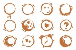 Coffee mug stain character, logo, mascot collection. vector