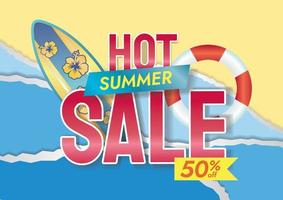 summer sale banner design for beach background vector