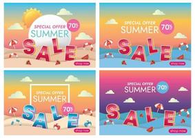 diseño de banner de venta de verano para fondo de banner de conjunto de sitio web vector