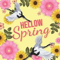 yellow florals hello spring background for holidays mood vector