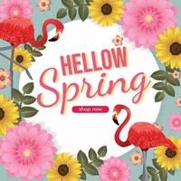 florals hello spring background for holidays mood vector