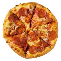 Pepperoni pizza isolated on white with clipping path photo