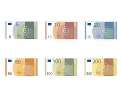 Euro banknotes. Money coins. Simple, flat style. Graphic vector illustration.