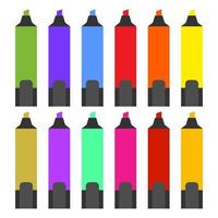 Colorful markers icons. Vector illustration.