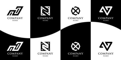 conjunto de logotipo letra n vector