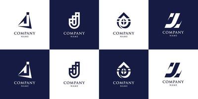 Set of monogram initial letter j logo with concept creative vector